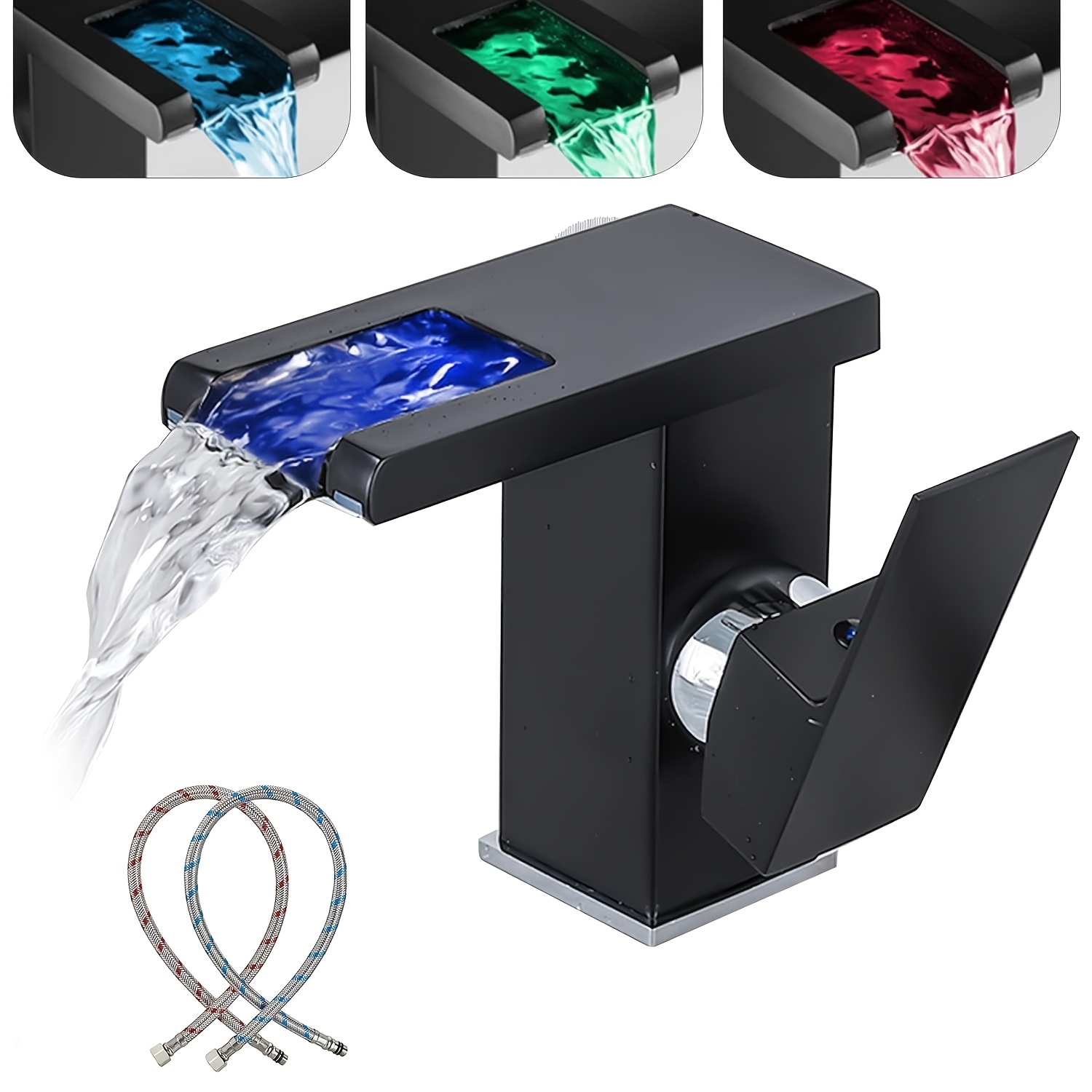 Image of 1pc Bathroom Faucet, Waterfall-style Bathroom Faucet, Single-handle Basin Faucet, Single-hole Bathtub Faucet, Countertop-mounted, Commercial Bathroom Vanity Faucet
