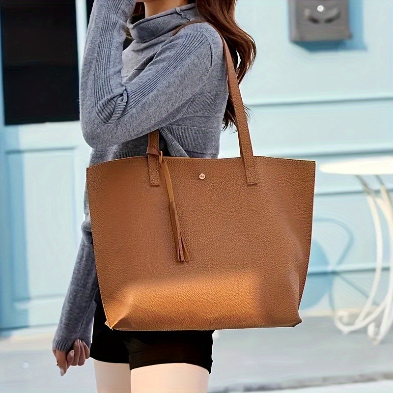 

Women's Bag New Tassel Shoulder Bag Portable Large Capacity Handbag Shopping Bag