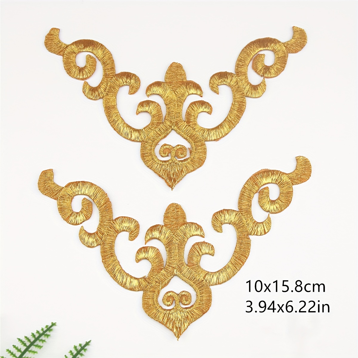 TEMU 2 Golden And Embroidered Lace Patches With Adhesive Backing, Suitable For Stage Costumes And Ethnic Style Additions