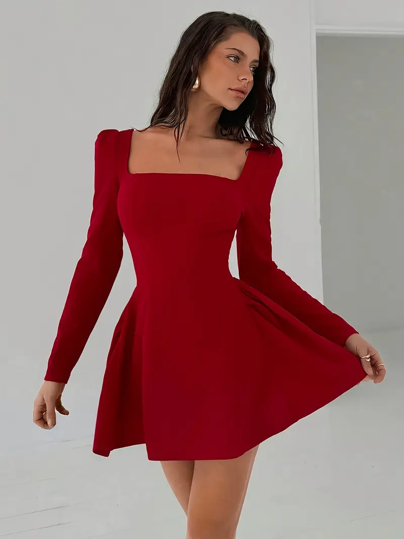 red bodycon peplum dress womens solid red mini a line peplum dress square collar