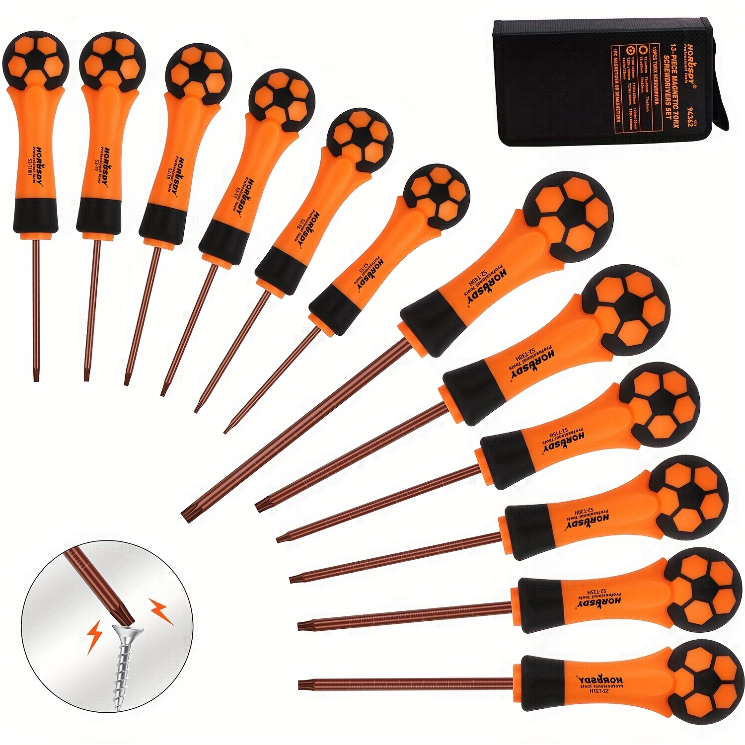 TEMU 13pcs Magnetic Torx Screwdriver Set, S2 Steel With Ergonomic Anti-slip Rubber Handle, Drivers With Carry Case, T5-t40
