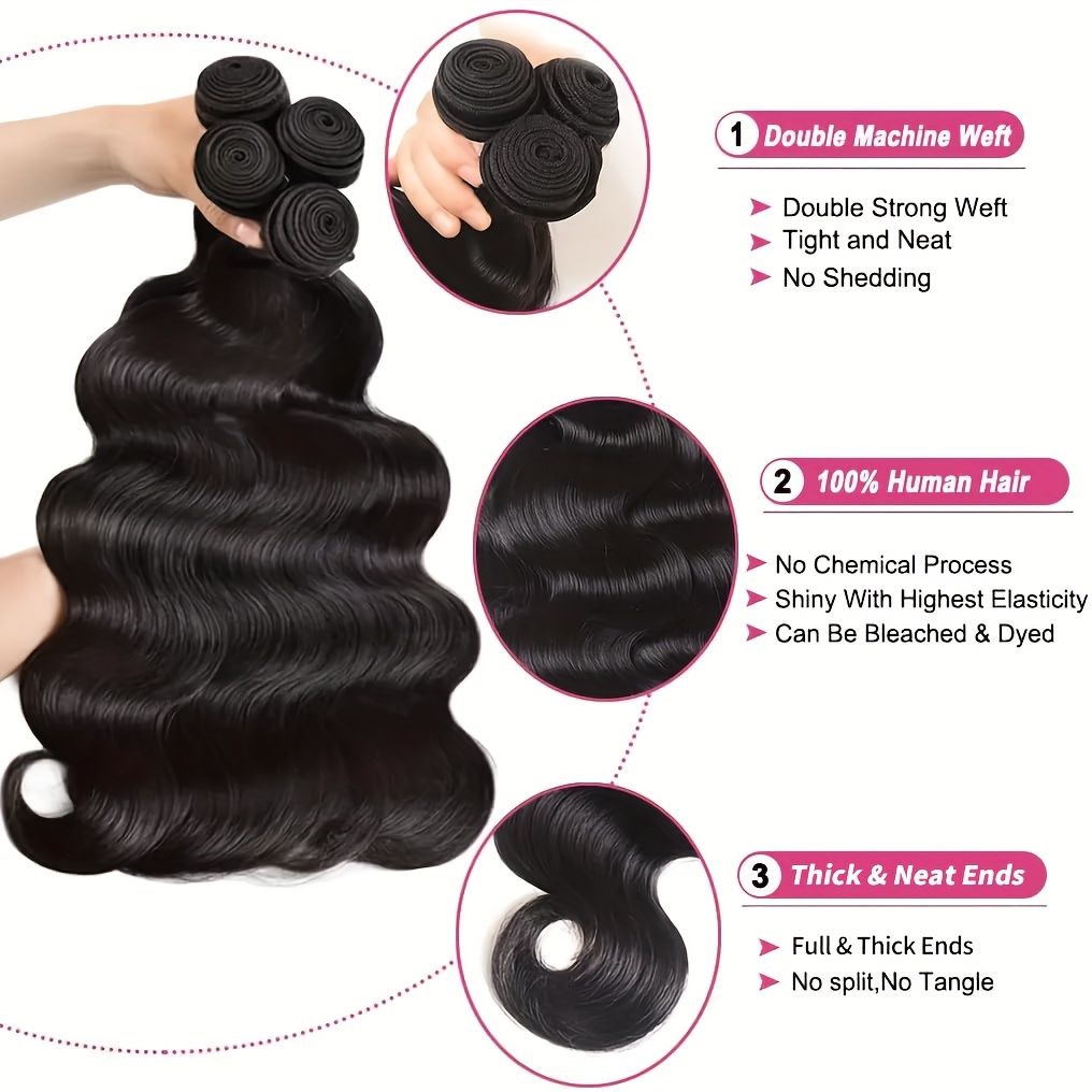 body wave bundles with closure human hair human hair bundles with closure 100% brazilian   body   bundles human hair with 4x4 lace closure natural black details 3