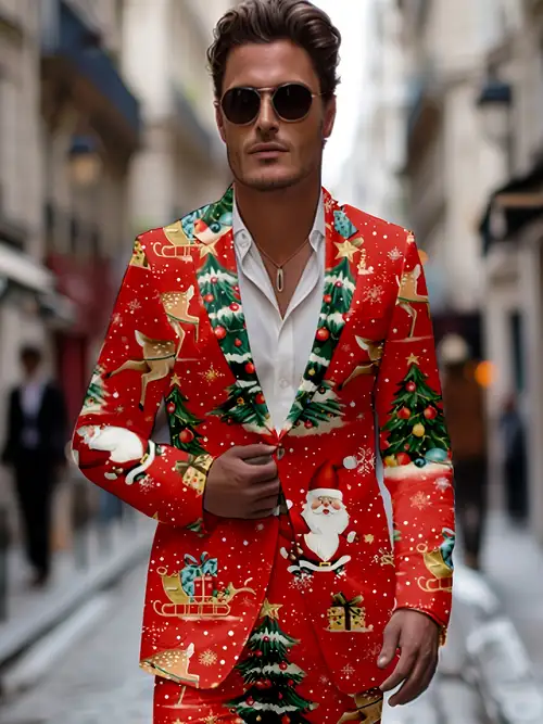 Blazer Funny Holiday Suits Novelty Men's Suit Funny Men's Christmas Suit 2-Piece Set: Ugly Blazer Funny Holiday Suits Novelty Men's Suit Funny Men's Christmas Suit 2-Piece Set: Ugly