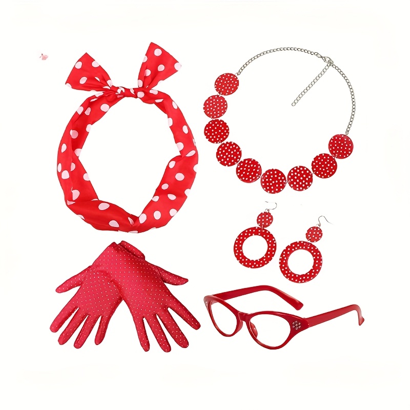 TEMU Pesenar 1950s Women's Accessory Set - Retro Up Favors Including Headband, Necklace, , Gloves - No Electricity Or Feathers, Durable Construction