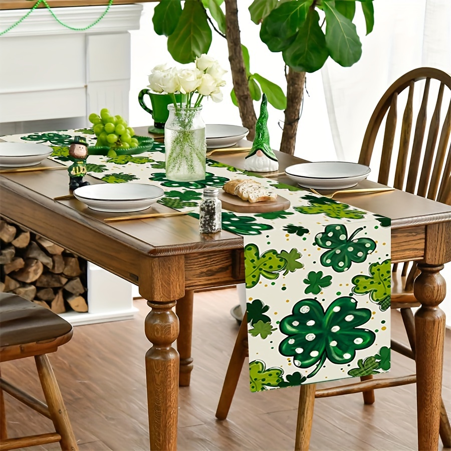 

1pc 's Day Polyester Table - Rectangular Decor Shamrocks And For Seasonal And Decoration