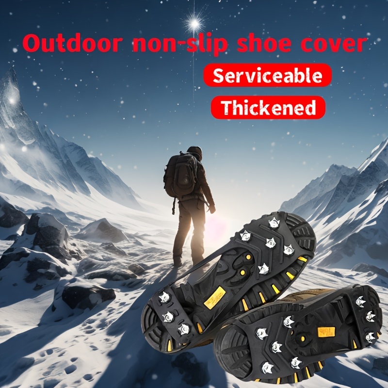 

1 Pair 8-tooth Anti-slip Crampons For Shoes - Steel, Black - Winter Outdoor Hiking & Walking