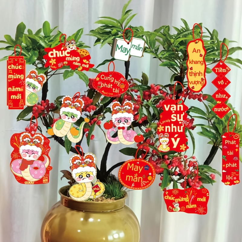 

18pcs/set, 2025 Snake Year New Year: Vietnamese Tree Ornaments And Other Decoration Supplies, Light Up Year In