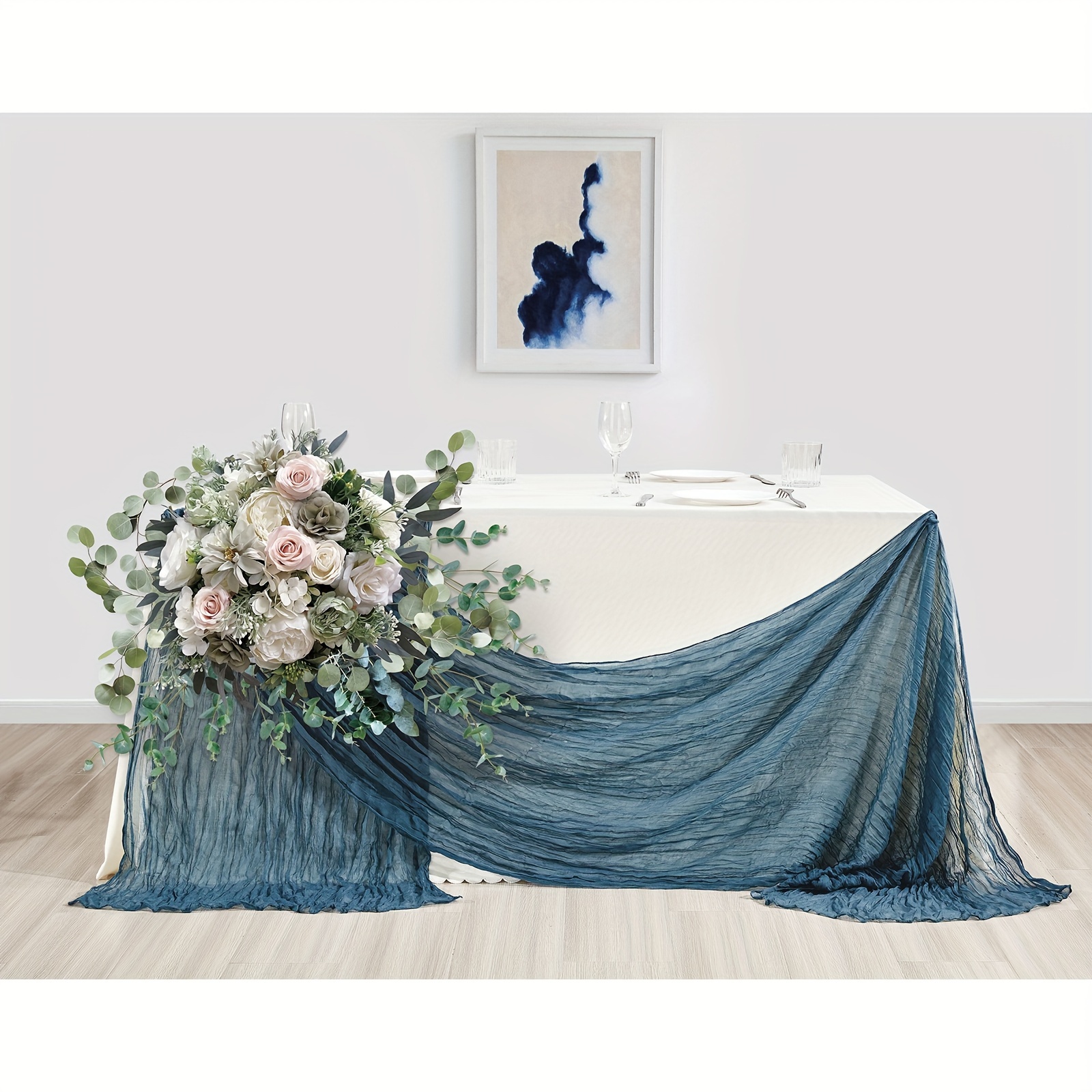 

Chic Cheesecloth Table Runner 108"x16" - Rustic Sheer Gauze For Weddings, Bridal Showers, Birthday Parties & Summer Decor, Bohemian Style,