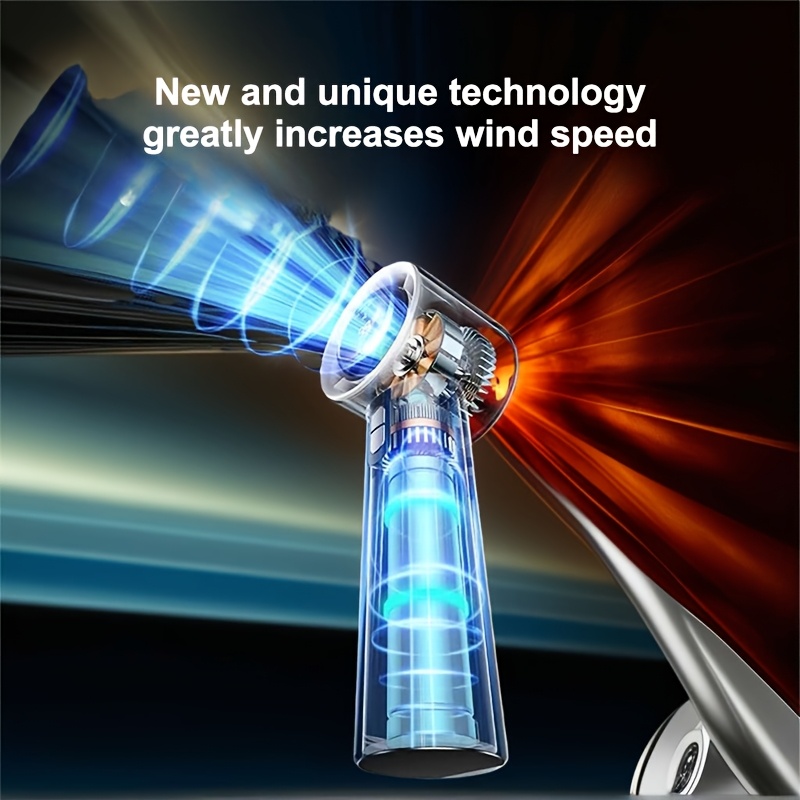 1pc Rechargeable Handheld Turbo Fan - Portable USB Rechargeable Fan with 13000 RPM High-Speed Adjustable 100 Speeds, Compact Face Cooling for Indoor/Outdoor Use, Includes Free Lanyard, Sleek Handheld Cooler