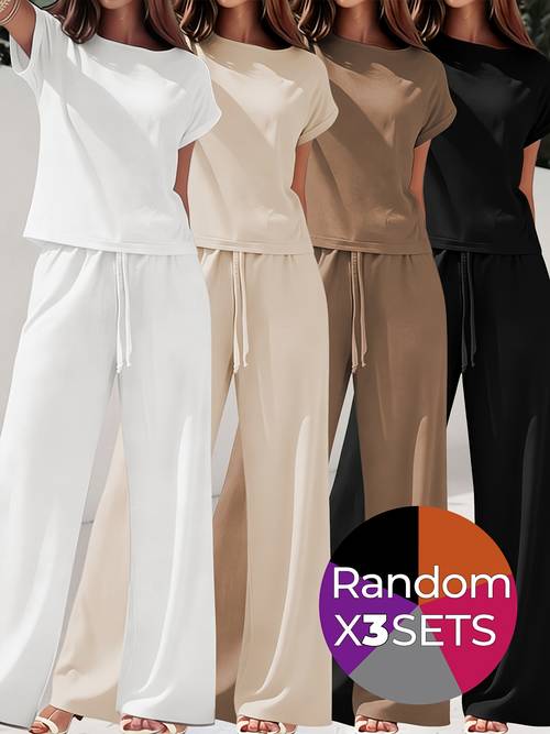 random 3 sets of womens athletic casual outfits