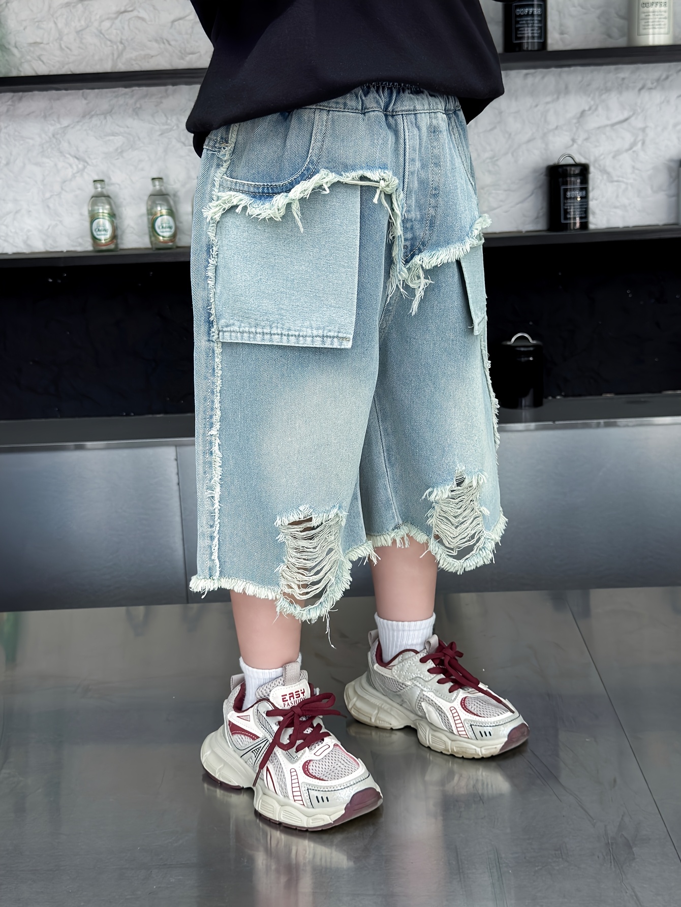 パンツ andwang fringe denim short pants M Amazon.com: MSBFJIFSX Women's Plain Frayed Trim Denim Shorts