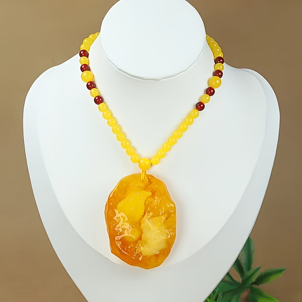 Natural Beeswax Stone Pendant for Men and Women