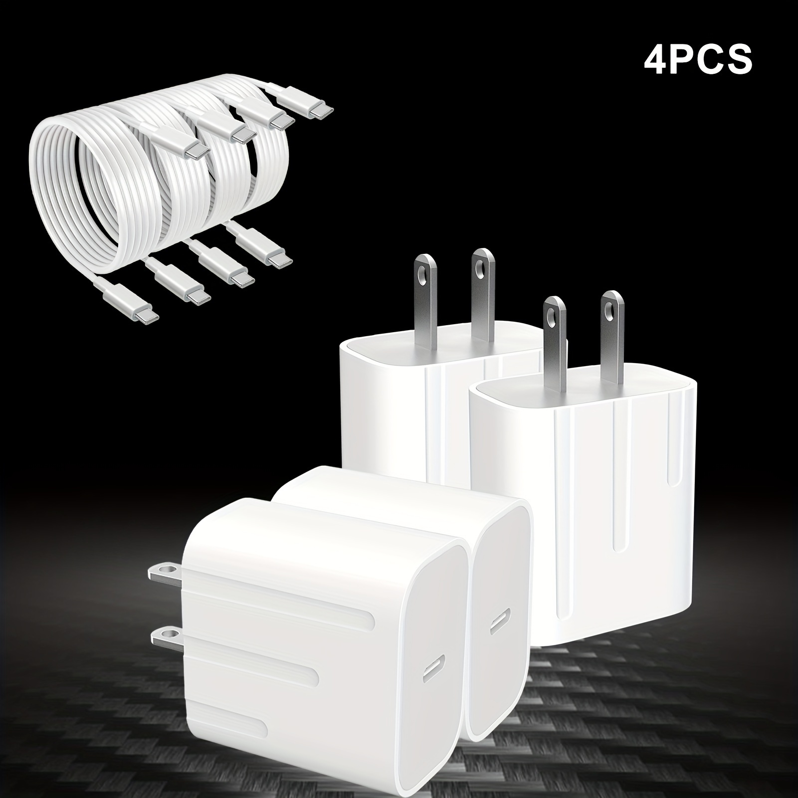 

4pcs For Iphone Charger Super Fast Charging Ipad Charger Usb C Wall Charger Fast Charging 4ft Cable