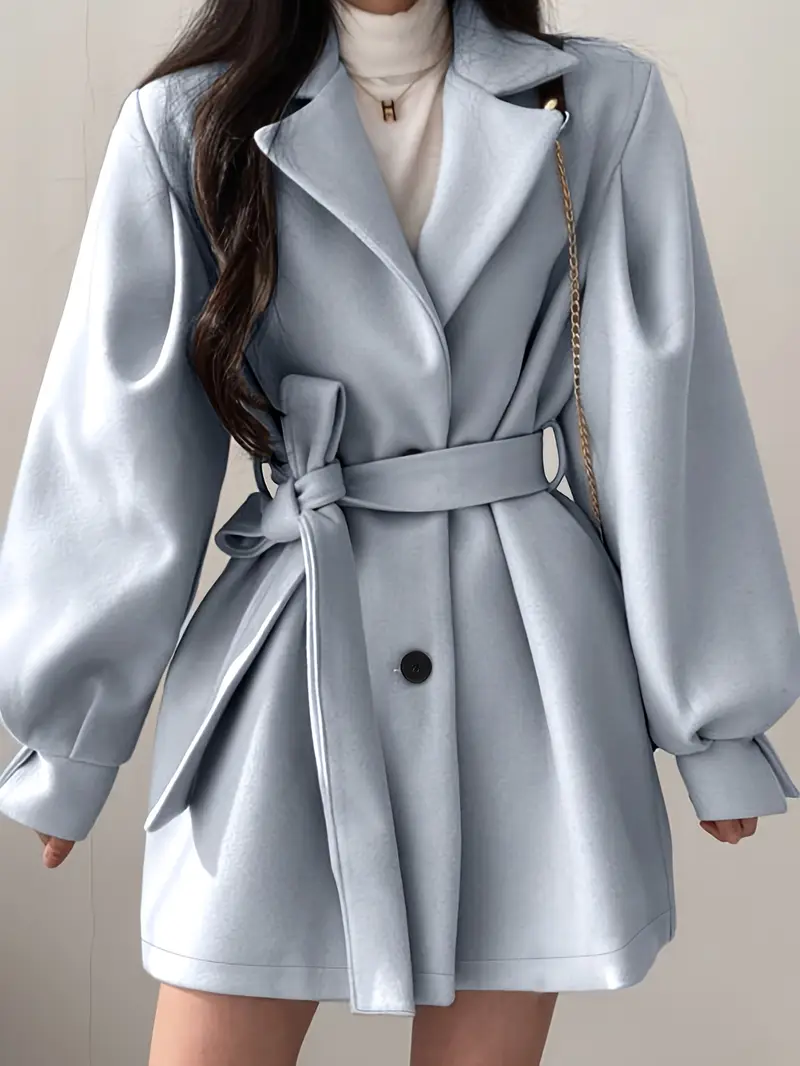manteau d hiver beige pour femme - à col avec ceinture, manches courtes et structure rigide. col lavable machine idéal pour bureau, décontracté ou (automne/hiver) Détails du produit 11