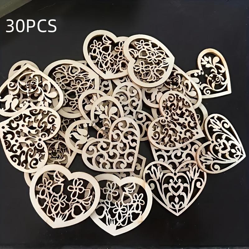 

30pcs Wooden And Floral Cutouts For Diy Painting, Hanging Decorations For Christmas, Halloween, Thanksgiving, Party And Home Decor, Manufactured Wood, No Electricity Or Batteries Required