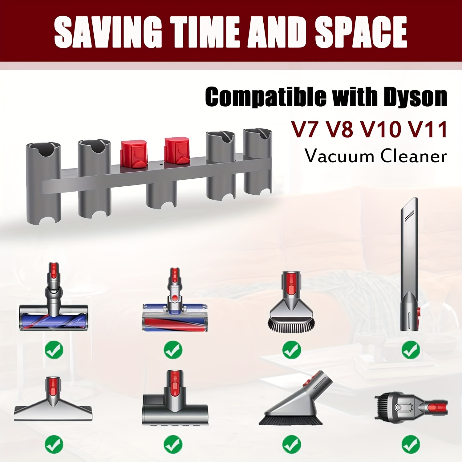 

1pc, Wall-mounted Storage Rack, Suitable For Vacuum Cleaner Accessories, Compatible With V7v8v10v11 Without Drilling Holes, Cleaning Tools