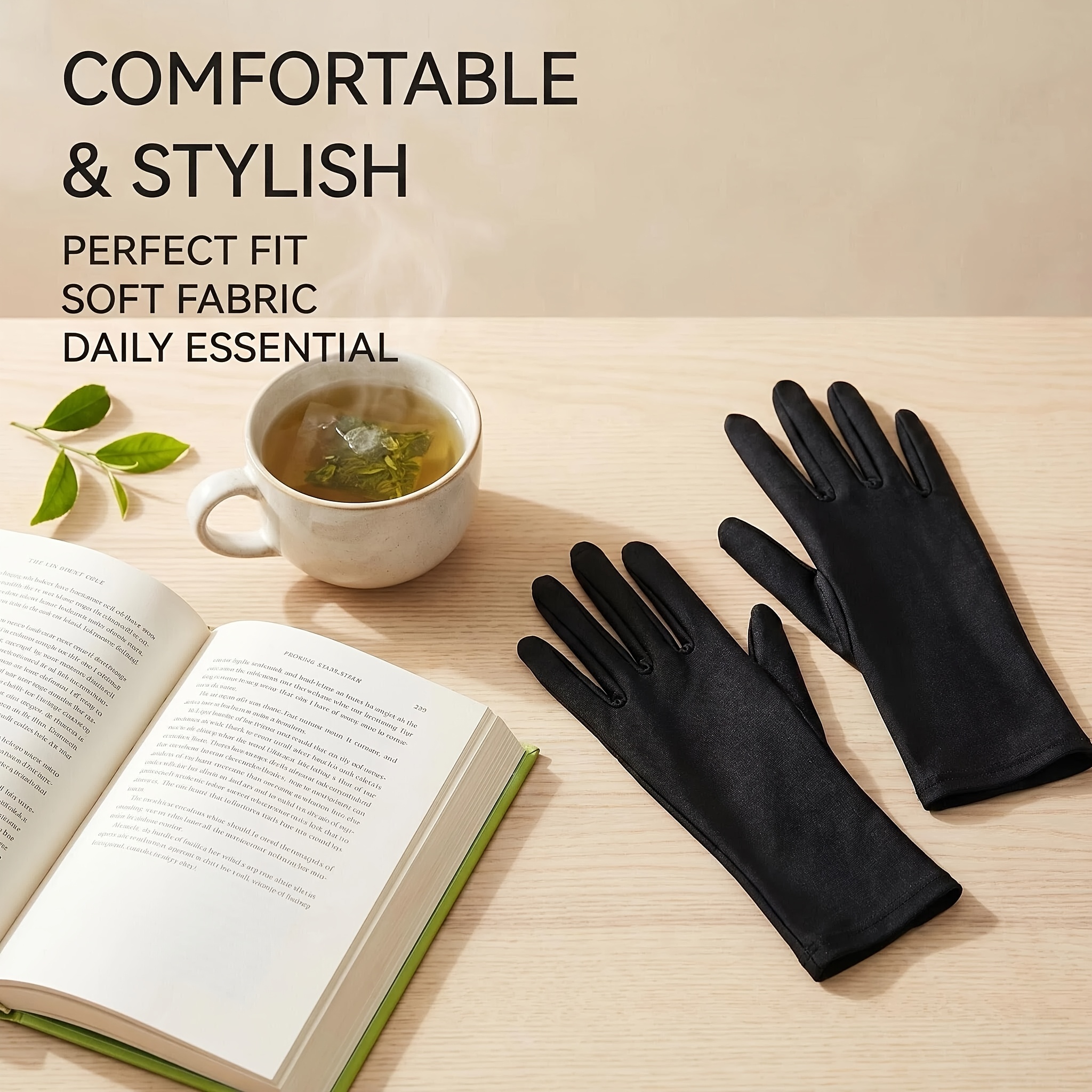TEMU Women's Lightweight Stretchy Short Black Gloves, Comfortable And Breathable Elastic Style, Accessories For Evening Dinners, Balls, Parties, And