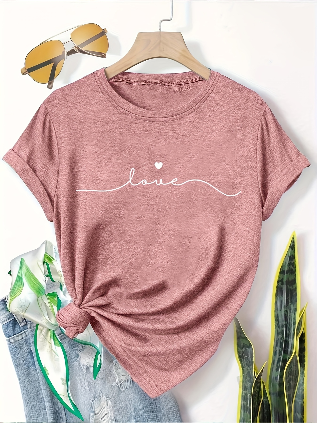 5pcs womens casual short sleeve t shirts summer round neck geometric print tees with dandelion floral     options breathable machine washable fabric cute t shirts everyday outfit     printed   adults Product details 17