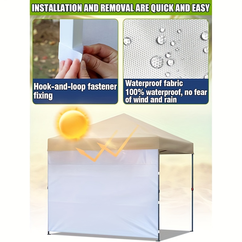 [UV Protection Canopy] 10x10 Pop-Up Canopy Sunshade Curtain with Side Walls | UV Protection, Durable Blackout Fabric, Rain Barrier, Tent Side Windbreak, and Sunscreen Cloth for Indoor and Outdoor Garden Coverage - Instant Canopy Only 1pc Side Wall Privacy Curtain Without Frame