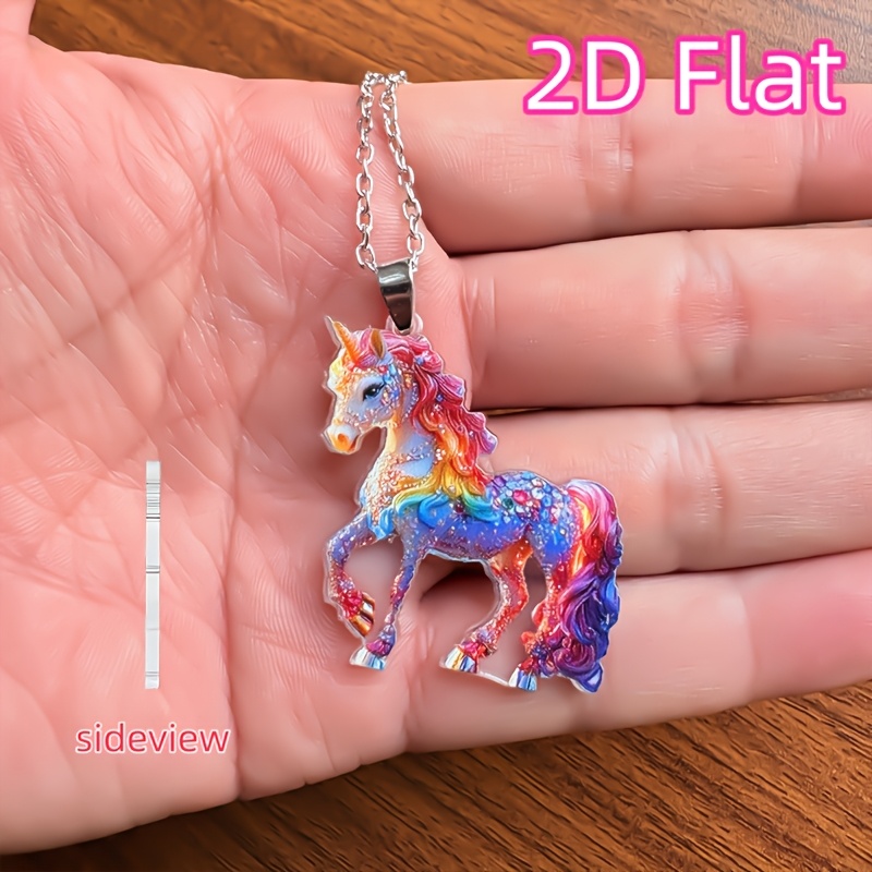 Image of 2d Flat Fashionable Cool Necklace Pendant, Acrylic Pendant Necklace, Special Double-sided Design Jewelry For You, Birthday Gift, Christmas Gift