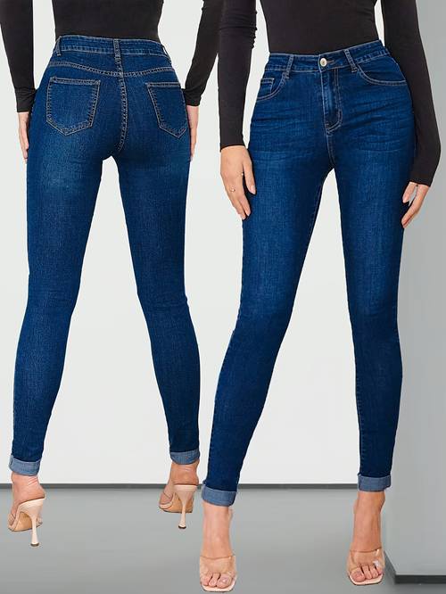 dark blue stylish stretchy skinny pants