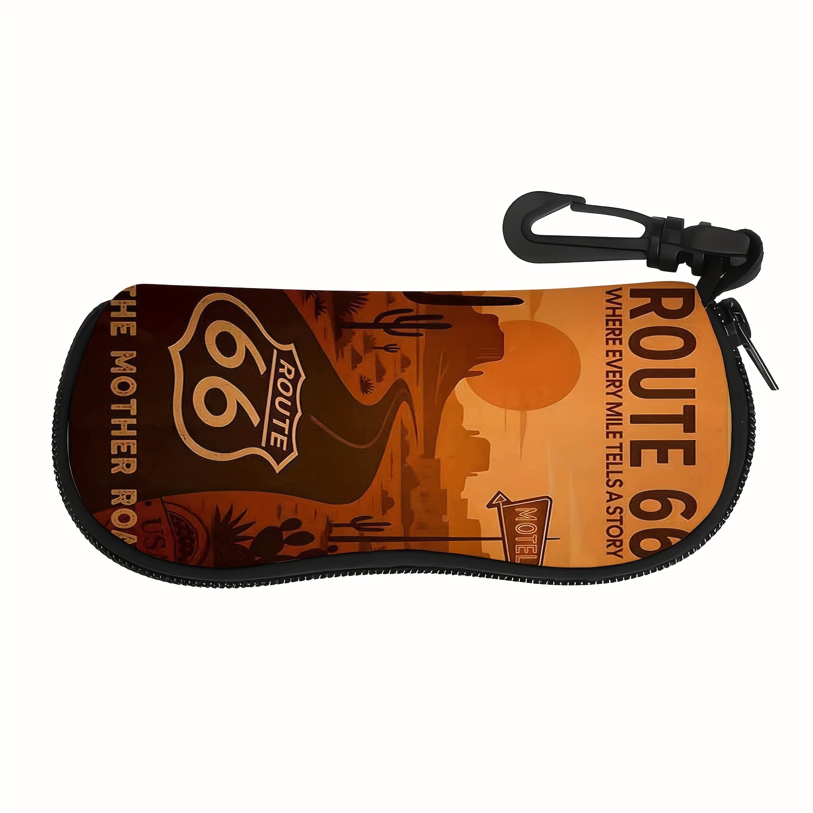 TEMU 1pc Double-sided Printing Route, The Mother Road Motel Design Glasses Case, Perfect Gift And Stylish Glasses Storage Case For Lovers