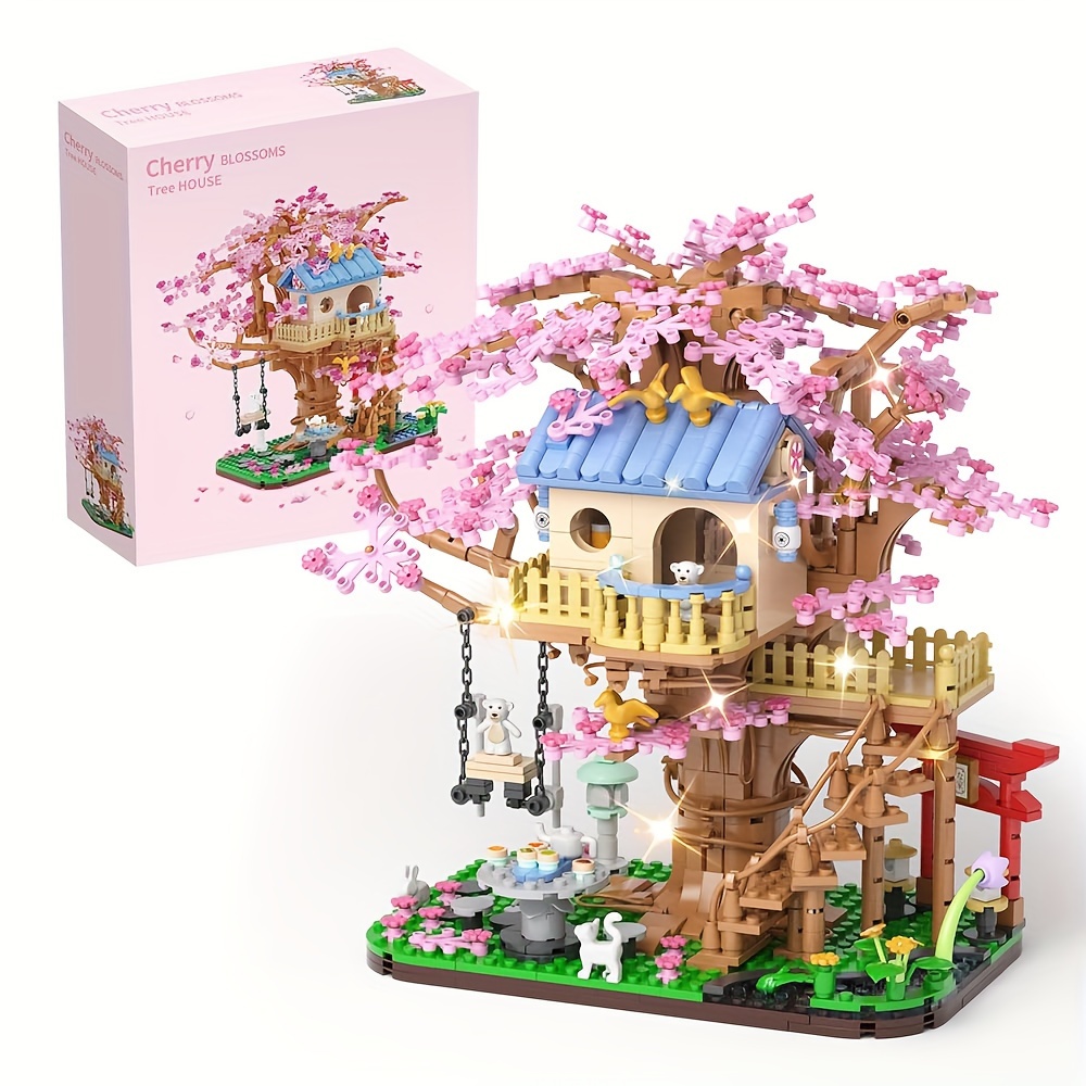 

Cherry Tree Building Kit, Flowers House Construction Set, Tree And Flowers House Building Blocks Toys, 1446 Pieces 3.6cm Mini Bricks