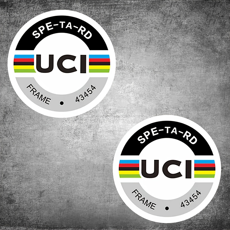 TEMU Set mit 2 UCI wasserdichten Fahrrad-Aufklebern - Hergestellt aus strapazierfähigem PVC-Material, sonnenbeständig und wasserdicht, geeignet für
