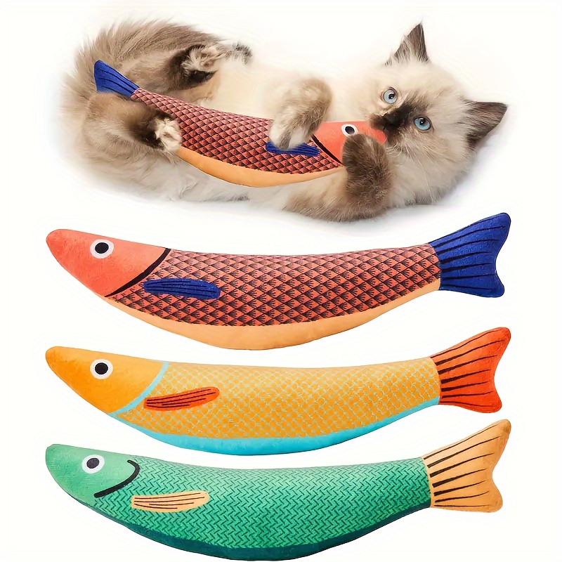 

3pcs Cat Toys Saury Fish, Catnip Crinkle Sound Toys Soft And Durable, Interactive Cat Kicker Toys For Indoor Kitten Exercise 9.4 Inches For All Breeds