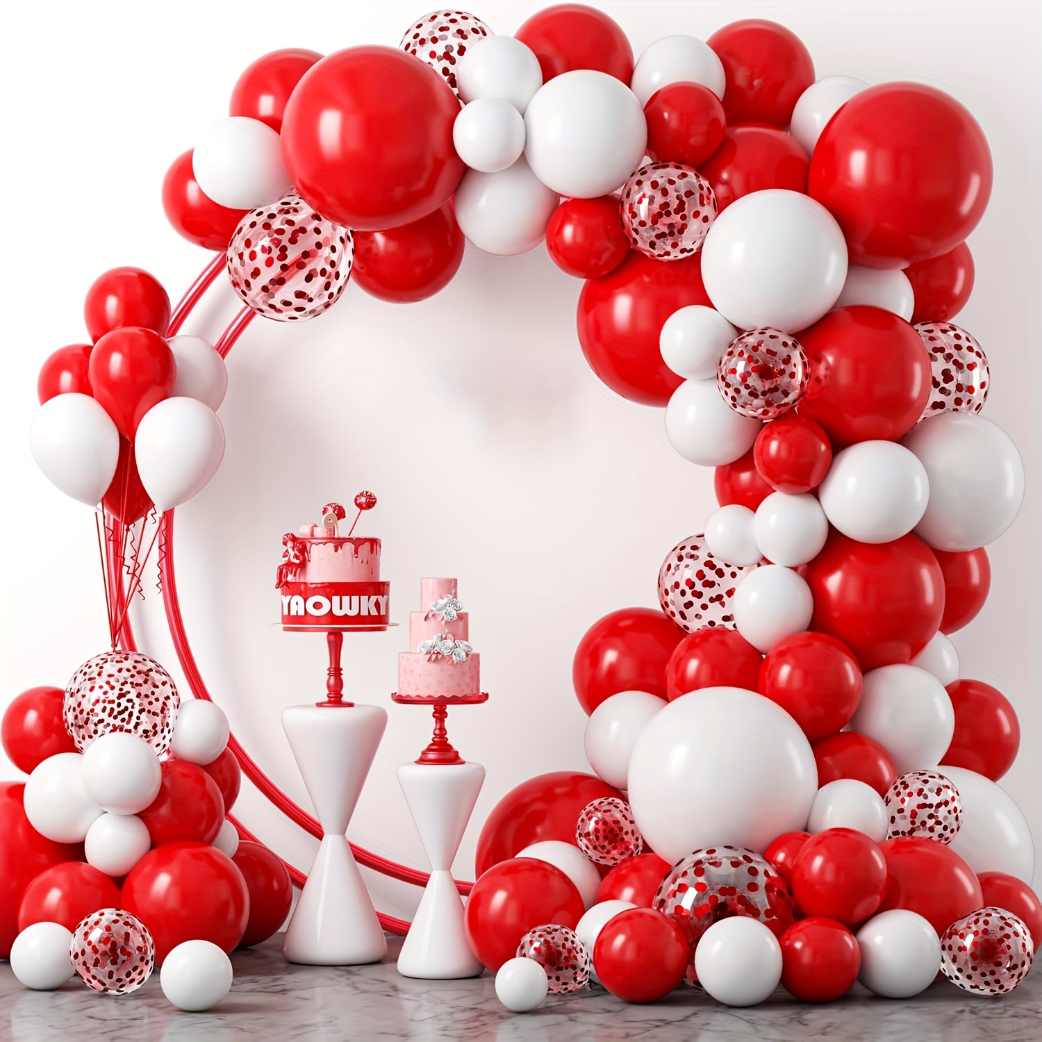 

128pcs, Red And White Balloon Garland Arch Kit, Matte Red Matte White Latex Balloons And Red Confetti Balloons For Wedding Birthday Party Graduation New Year Christmas Valentine's Day Decoration