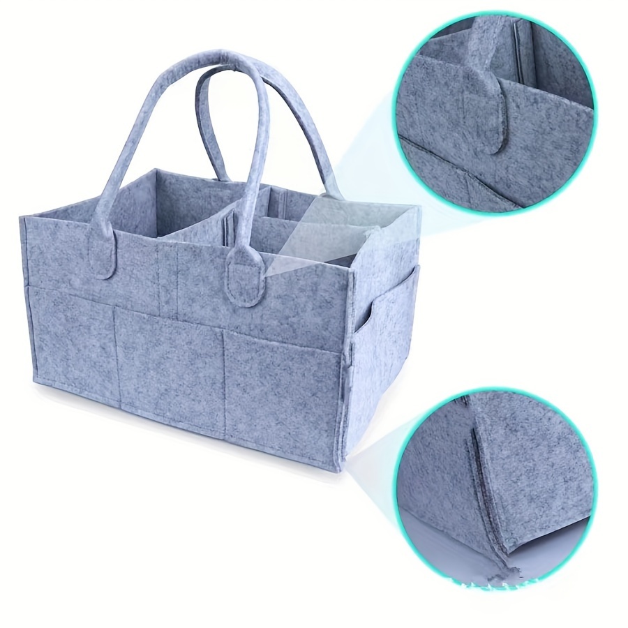 

Versatile Felt Storage Tote - Multi-purpose Organizer Bag For Makeup & Essentials, Hypoallergenic, Available In Light, Medium, Dark Gray - 13"x9"x7