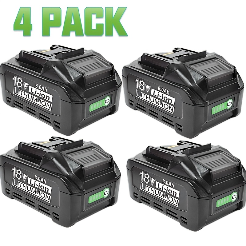 TEMU PAKET DE 4 Batteries de Rechange BL1860B pour Batterie 18V 8.0Ah Lithium Compatible avec 18 Volt BL1850B BL1840B BL1830B BL1835 BL1840 BL1850