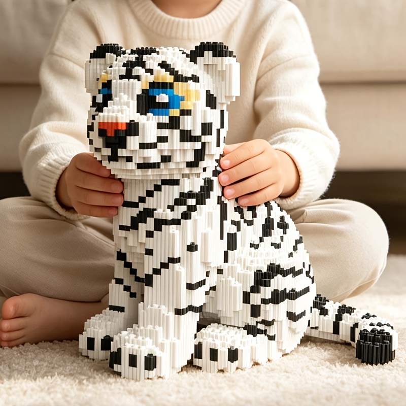 Animal Series White Tiger Building Blocks Micro-Particle Bricks