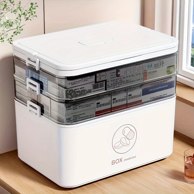 Large Capacity Storage Box With , 2/3 Layer Optional, Durable Plastic Organizer, For Pills Small Items