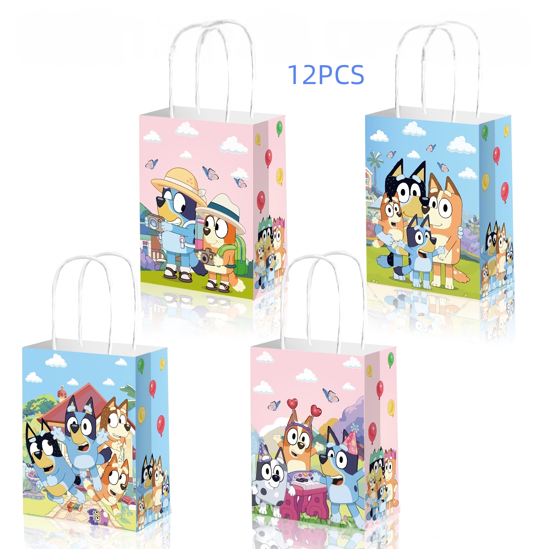 Image of Gift For Her/him 12pcs Blue/pink Cute Puppy Gift Bag, Puppy Party Bag - Perfect For Gifts, High-quality Gift Storage Bag, Holiday Party Gift Bag