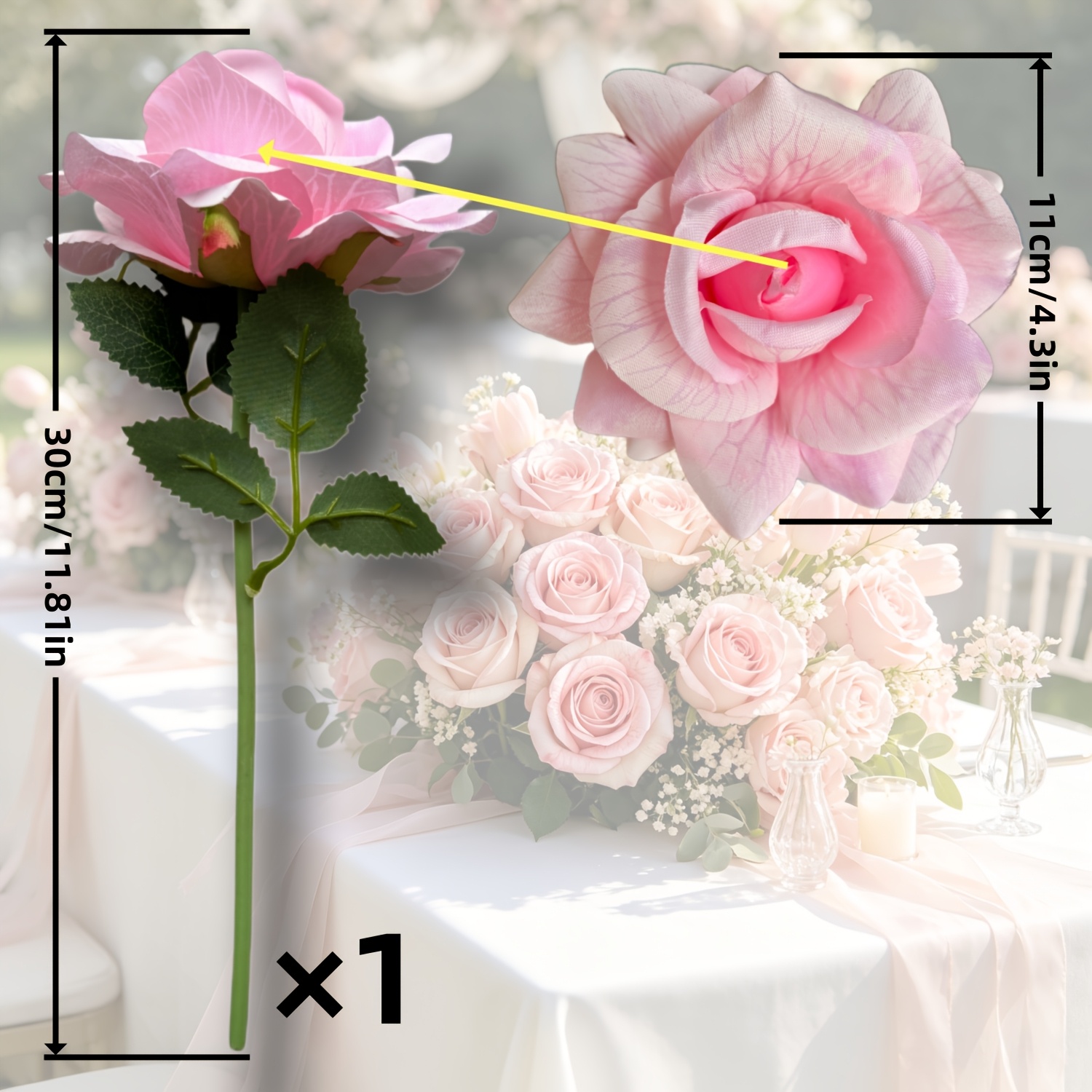 TEMU 11cm Large Artificial Flower - Gradient - 1pc (recommended To Buy Multiple) With Exquisite Texture - High-end Artificial Flower - Realistic And