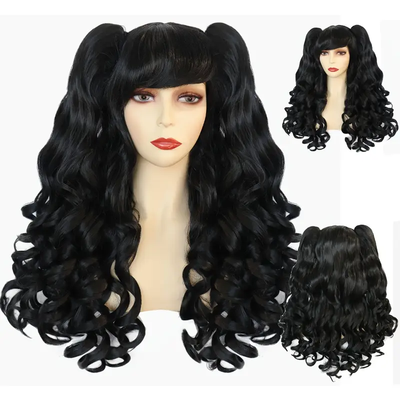 Mufeng Womens Lolita Long Curly 2 Ponytails Clip on Cosplay Wig Anime Lolita Curly Multi-color Wig Lavender One Size Mufeng Womens Lolita Long Curly 2 Ponytails Clip on Cosplay Wig Anime Lolita Curly Multi-color Wig Lavender One Size