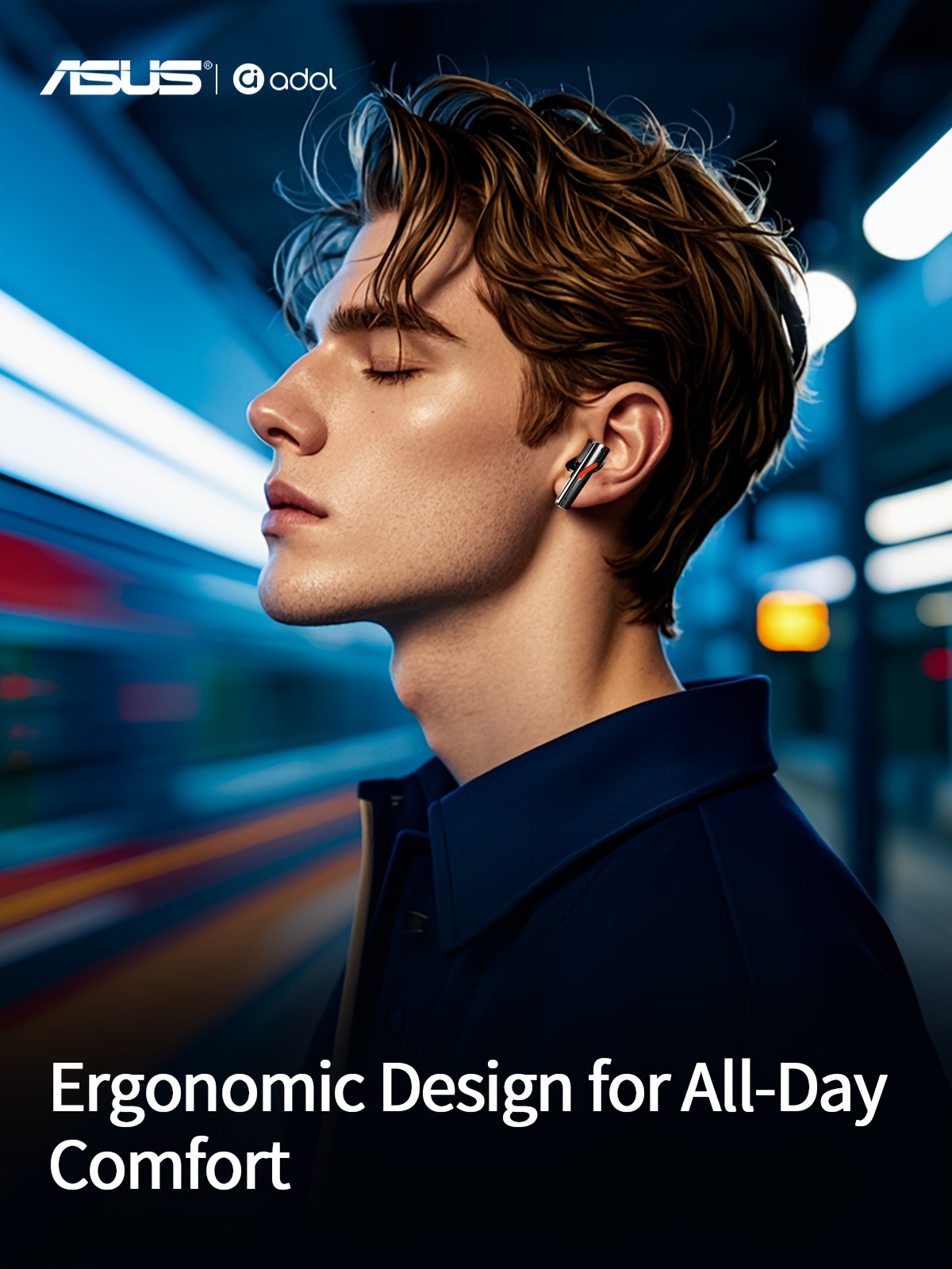 Écouteurs sans fil ASUS avec connexion stable 5.3, microphone intégré, grand diaphragme dynamique de 13 mm, étui de charge rapide Type-C, son stéréo HD, effets lumineux cool et écouteurs confortables pour le gaming et le travail, casque de jeu | Casque élégant