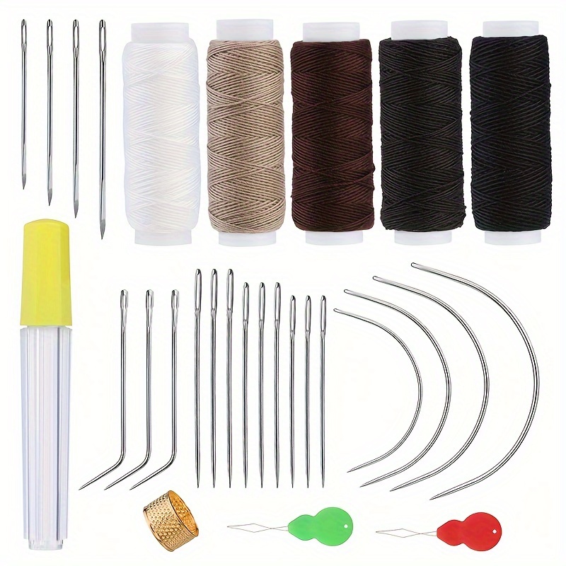 

Value Pack 29pcs Leather Sewing Kit, Needle And Thread Set For Sewing Hair, Carpet Repair Kit, Manual Diy, Fabric Sewing Making, Accessories Random Color