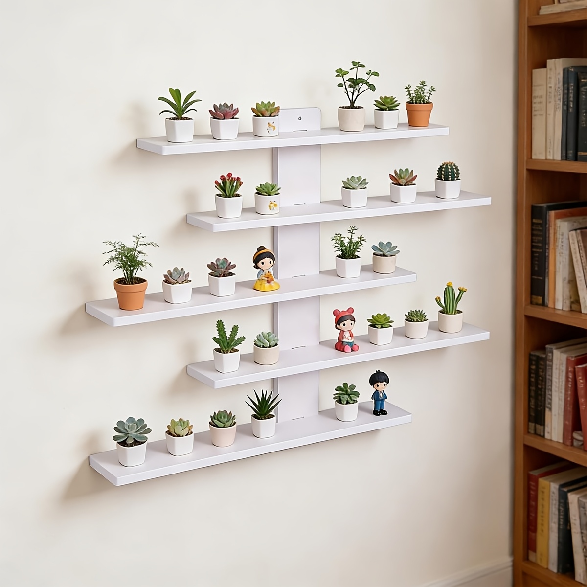TEMU 1pc White Floating Shelves For Wall Rectangular Wood-plastic Wall Shelves Small Display Shelf For Bedroom And Bathroom Decor Storage Shelves For