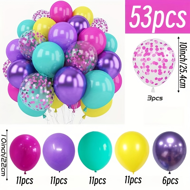 TEMU 53 Rose Red,, Purple Balloon Set, Metal Purple Yellow Balloons With Pink Glitter Balloons, Suitable For Magic Themed Birthday Decoration, Gender