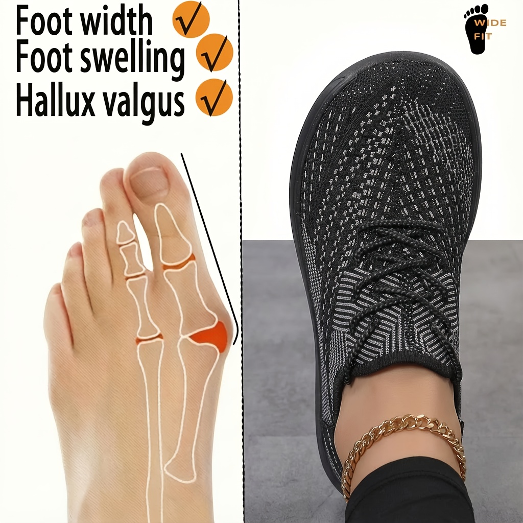 Image of Sneakers, Women's Wide-toe Breathable Lace-up Casual Shoes, Comfortable Everyday Walking Shoes That Won't Pressure The Feet, Designed For Wide Feet And