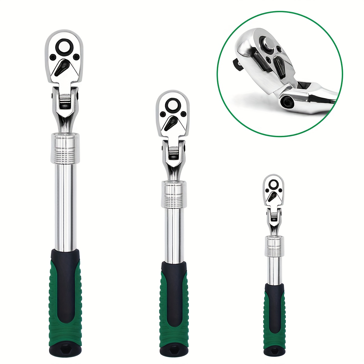TEMU 3pcs Ratchet Wrench Set, 1/4", 3/8", 1/2" Drive, 72-tooth Ratchet With Plating Quick Release Reversible Design