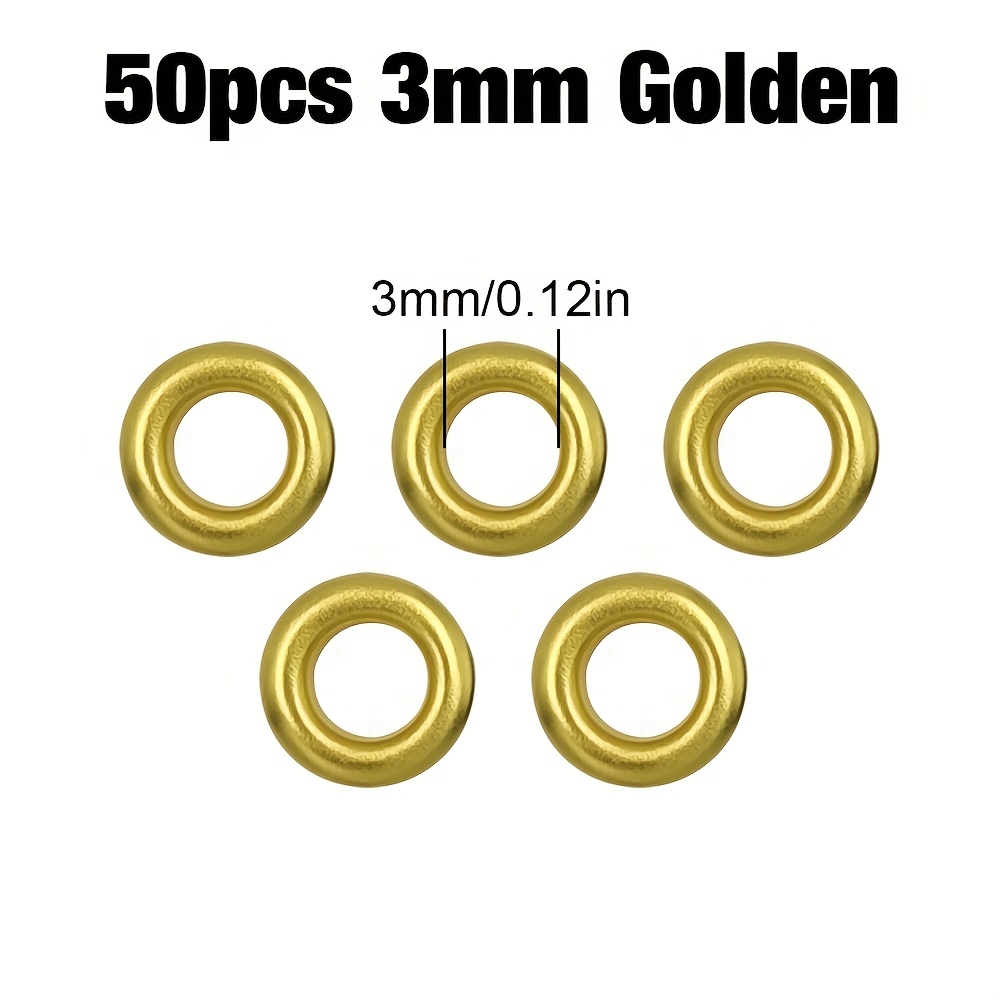 TEMU 50 Piezas de Ojales Metálicos de 2-14mm - Anillas Metálicas para Cuero, Reparación de Cinturones/Zapatos, Ropa, Sombreros y Proyectos DIY
