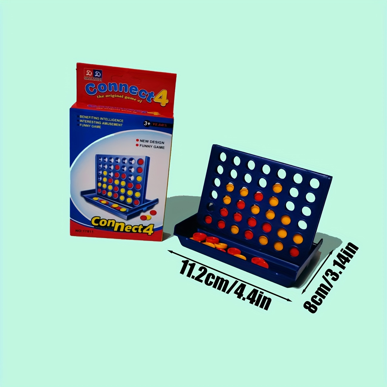 Large 4-in-1 Connect & Win! Portable 2-Player Board Game - Strategy Game for Kids, Travel-Friendly with Colorful Pawns & Dice, Perfect Gift for Birthdays & Parties, Party Game, Playful Packaging, Durable Plastic