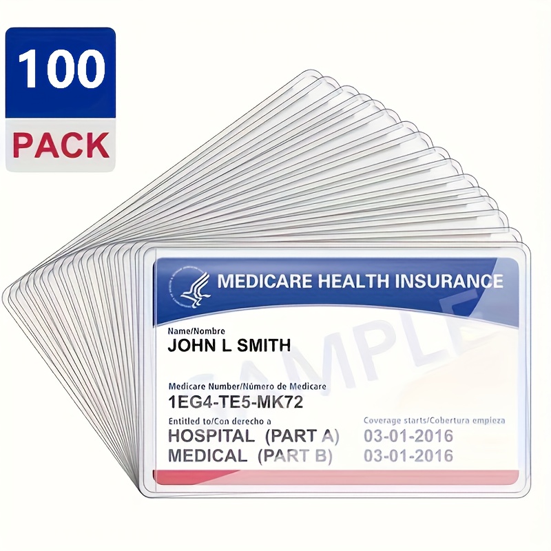 

100-pack Transparent Pvc Id Card Sleeves, Business Card # Social # Id Card Protector, Soft Waterproof Card Holder For Office Supplies