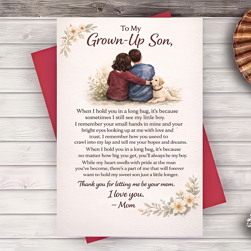 TEMU 1 Envelope And 1 Greeting Cardmother To Son Greeting Card From Mom Message For Birthday Graduation Fathers Day Thanksgiving Christmas Keepsake