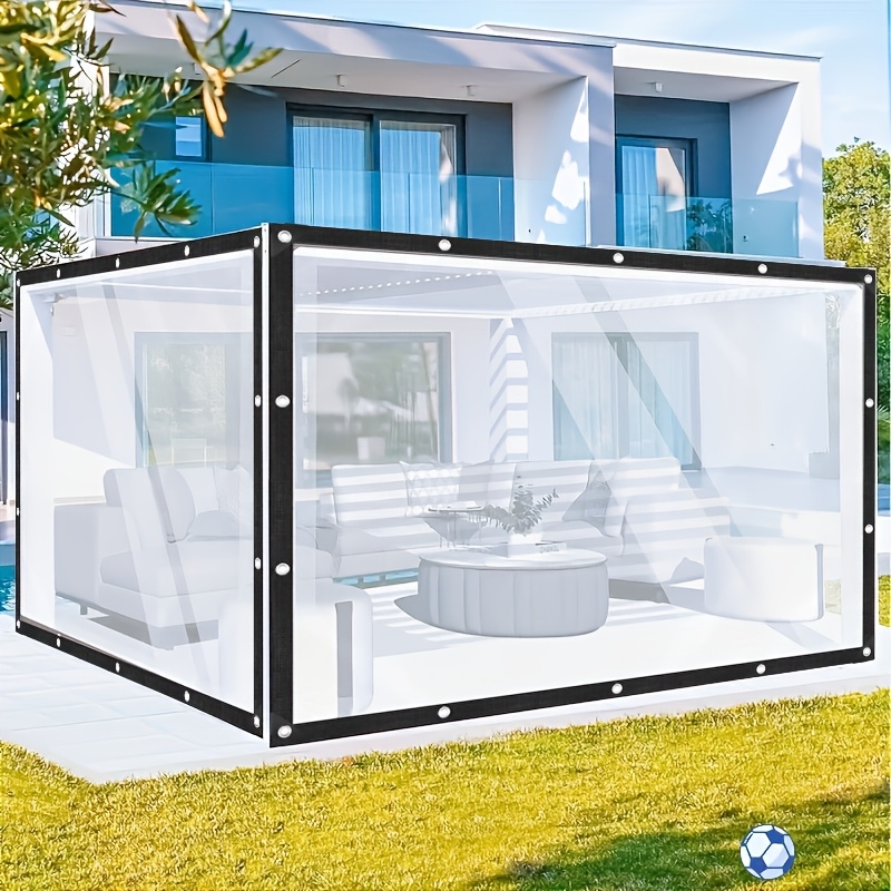 transparent tarpaulin with silvery metal grommets uv resistant and tear resistant suitable for greenhouses construction sites temporary protective storage covering transparent 1pc