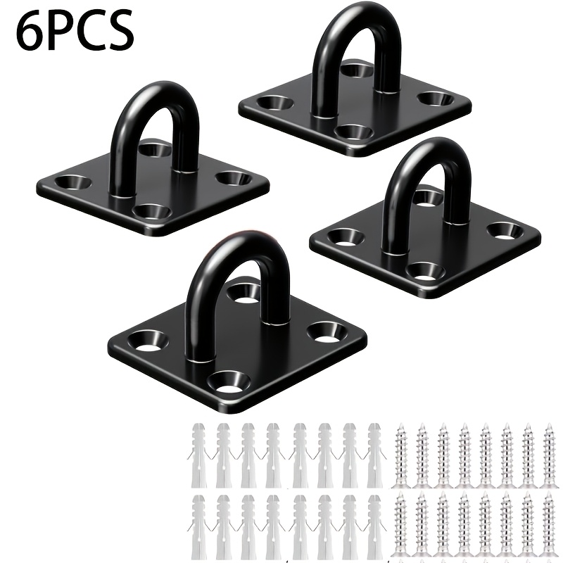 TEMU 6pcs Stainless Steel Heavy-duty Hooks, Truck Hooks, Heavy-duty Wall Panel Ring Hooks, Marine Hanging Hardware Nail Hooks, With Screw Rings