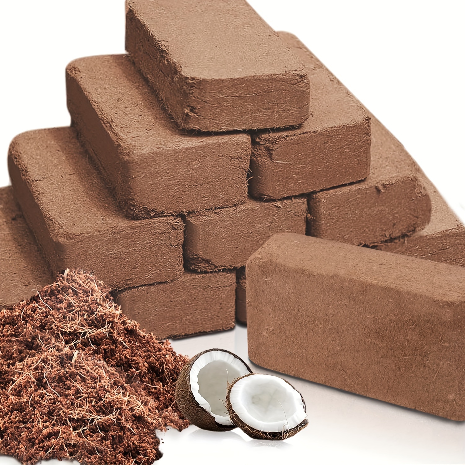 

12pcs -coco Coir Brick For Plants- Low Ec & Ph Balance, Fiber Coconut Husk For Planting, Gardening